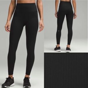 Lululemon Wunder Train High Rise Ribbed Tight 28" Black Leggings Size 12